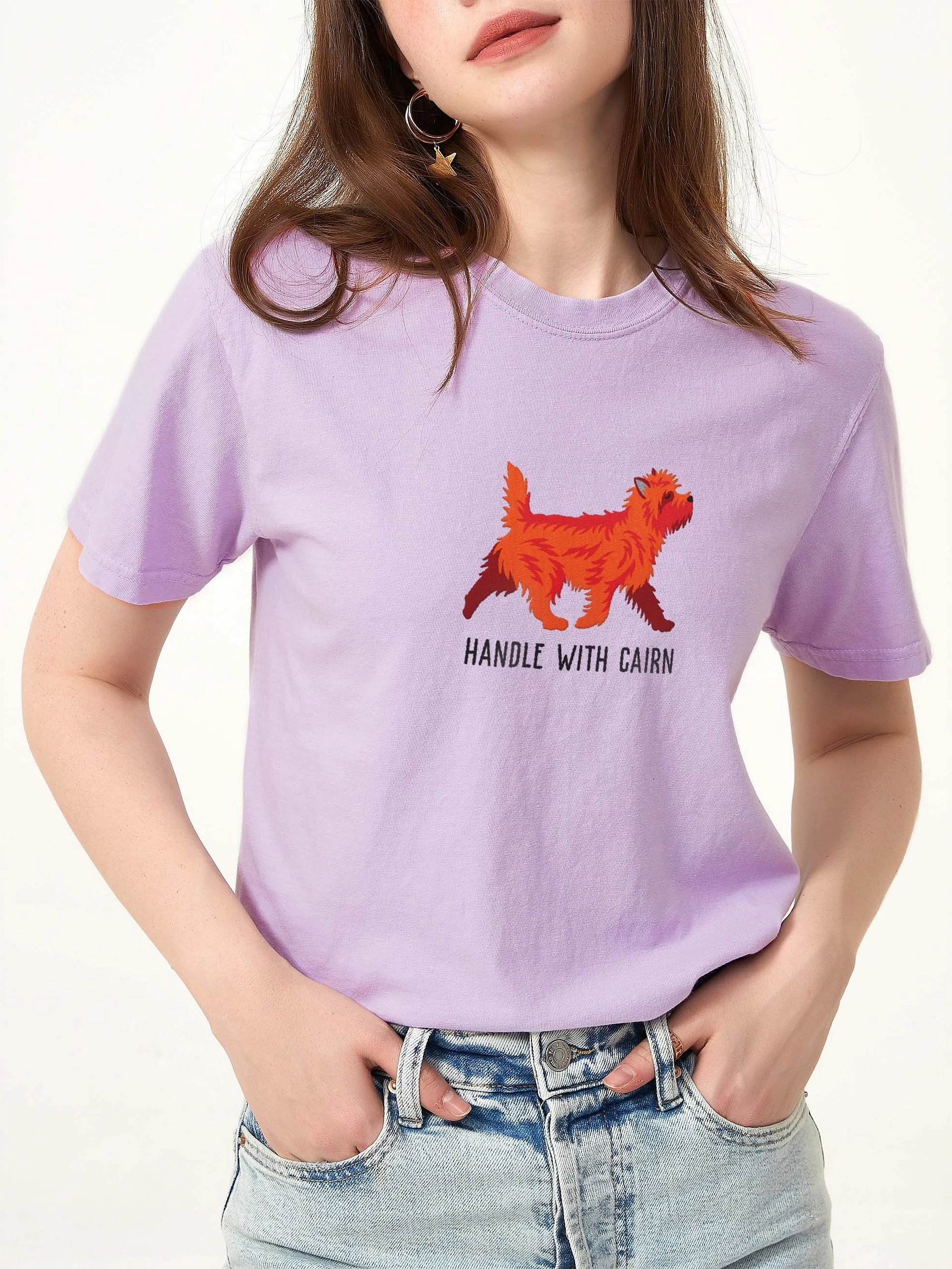Handle with Cairn T-Shirt(Embroidered) of a Cairn Terrier(Red) product image (2)