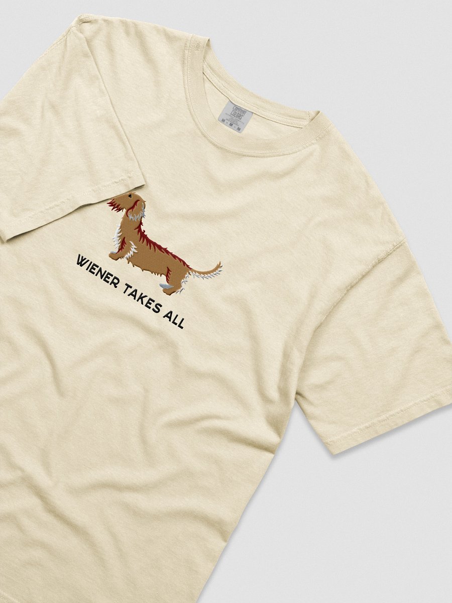 Wiener Takes All T-Shirt(Embroidered) of a Wirehaired Dachshund(Tan) product image (55)