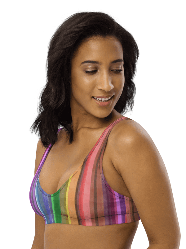Cool Gouache Striped Eco-Green Padded Bikini Top product image (4)