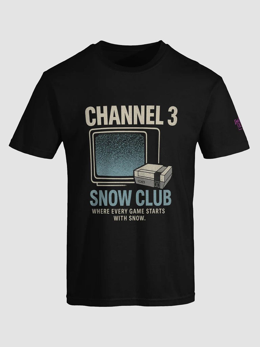 'Channel 3 Snow Club' Tee – 8‑Bit Chill, Static Thrills & Saturday‑Morning Lag! product image (5)