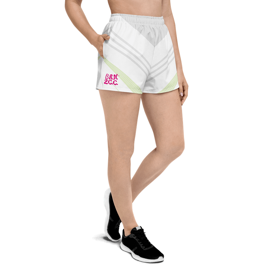 Women's | BRN.2C.C.™ Athletic Shorts | Pink Logo on Preppy Geometrics | Sporty Coastal Style | High-Waisted Fit product image (3)
