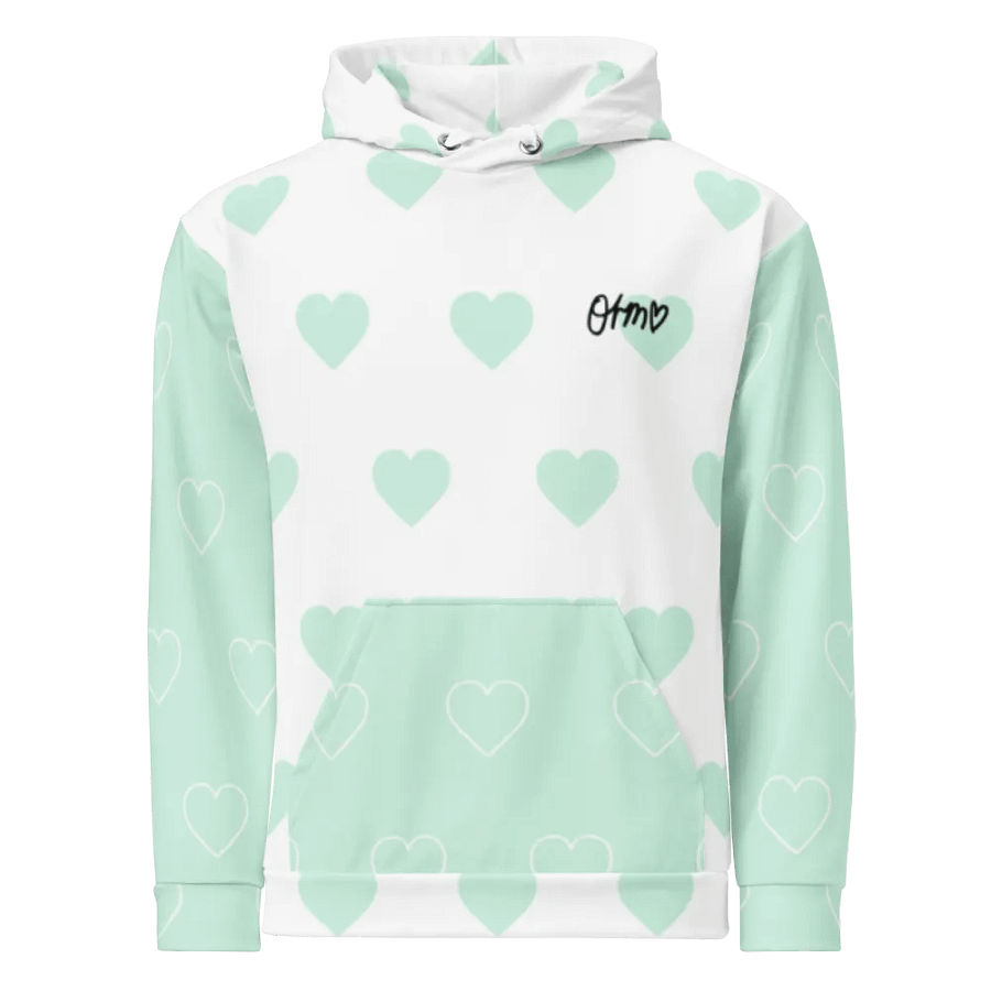 Orm Kornnaphat Heart Design Unisex Hoodie (White & Blue) product image (10)