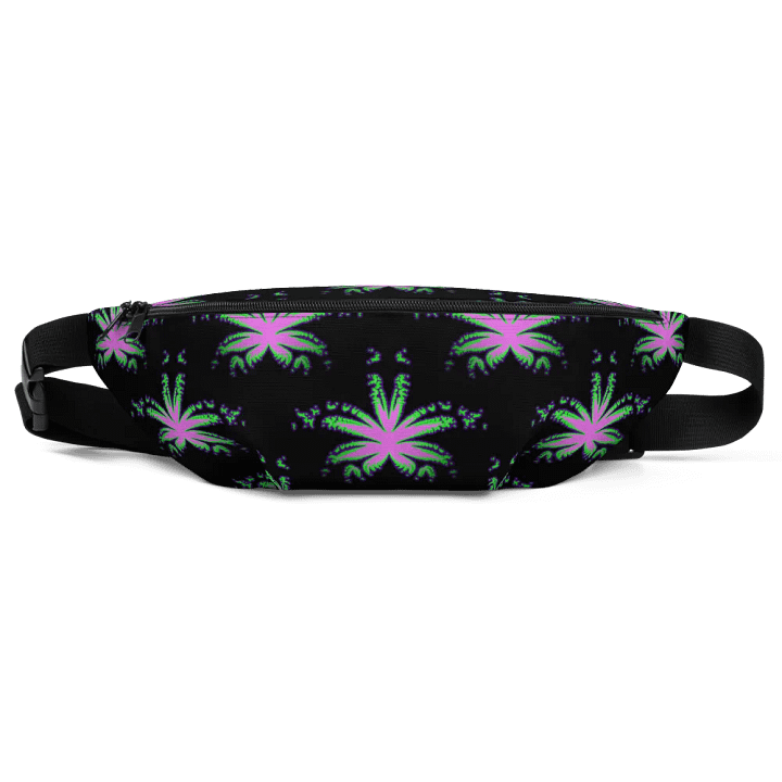 Cannabis Leaf 420 Fanny Pack, Pink Neon Green Black Stoner Bag, Weed Lover Accessory product image (1)