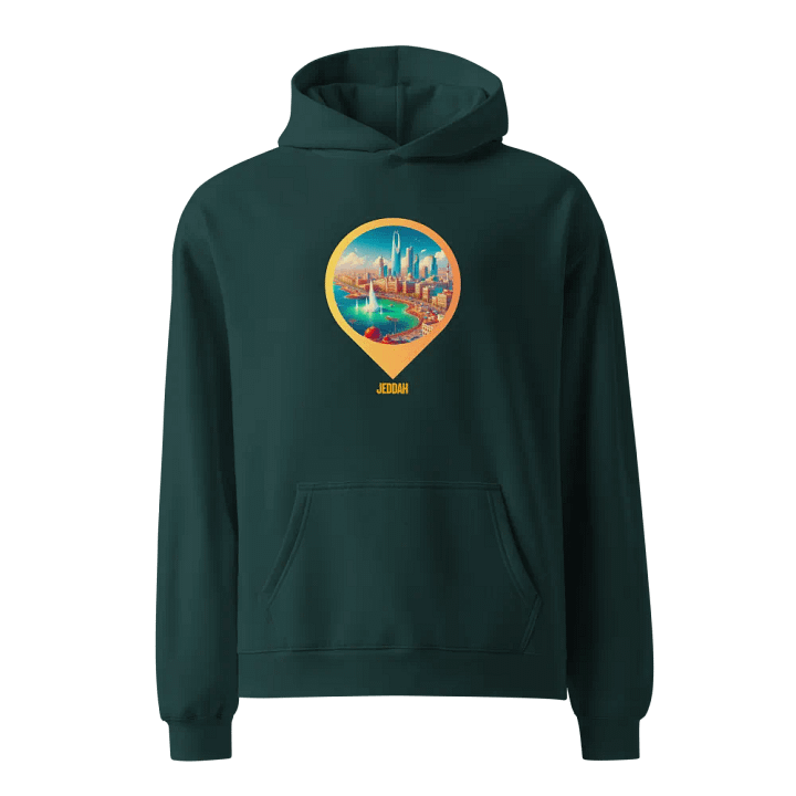 Cityscape Pin Art Oversized Hoodie | AI Design Jeddah city product image (1)