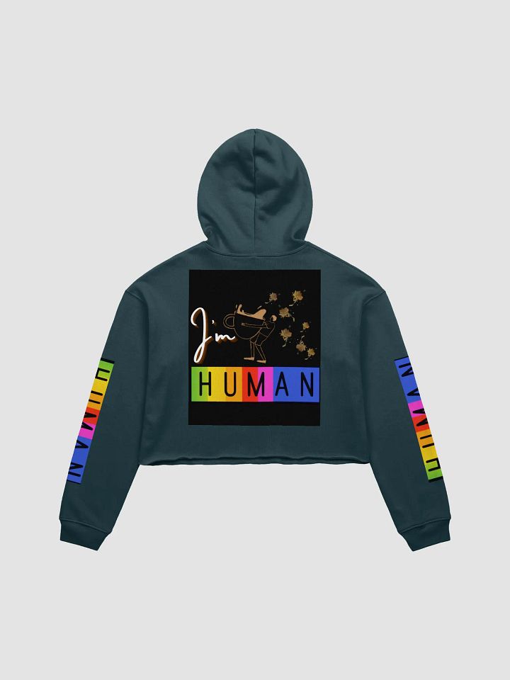 I'm Human: Funny Coffee Chaos Fleece Crop Hoodie product image (2)