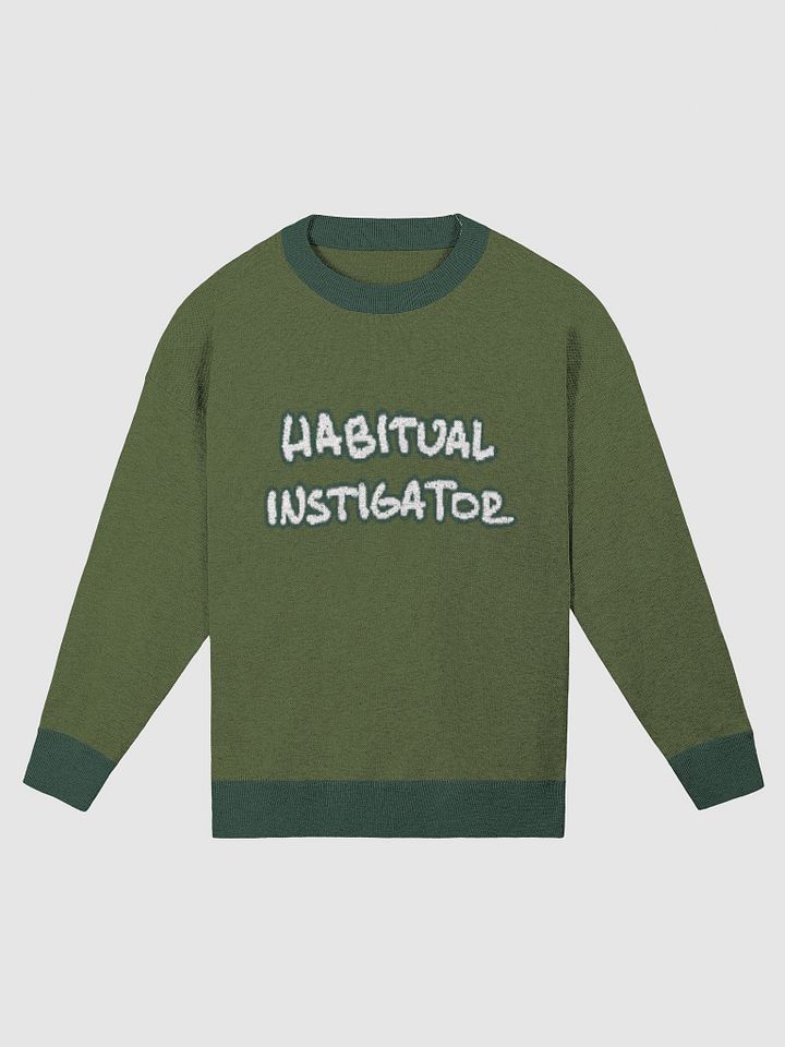 HABITUAL INSTIGATOR (lg. lined design, duotone green and white) knitwear relaxed crewneck product image (3)