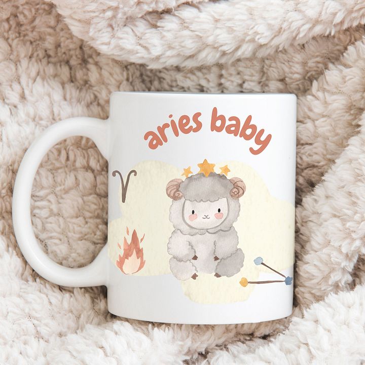 Aries Baby March 21-April 19 WHITE GLOSSY MUG Baby Gift, New Baby Gift, Fun Astrology Gift product image (1)