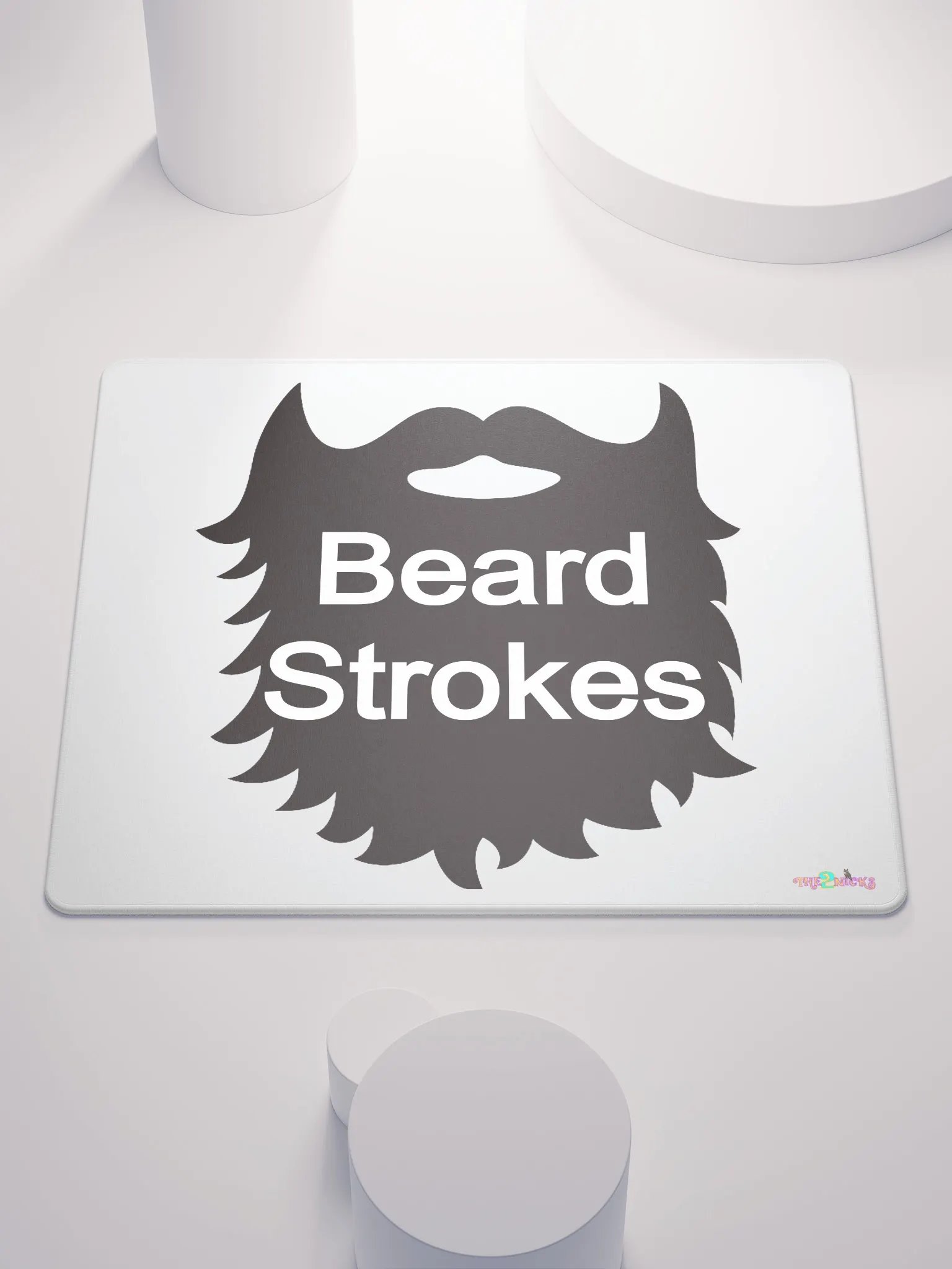 Black Beard Strokes Gaming Mouse Pad (White) product image (2)