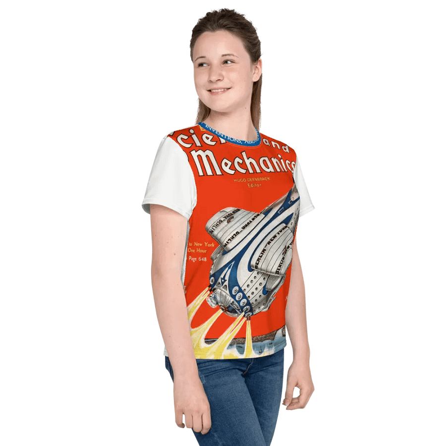 Retro-Futuristic Rocket All-Over Print Youth T-Shirt product image (6)