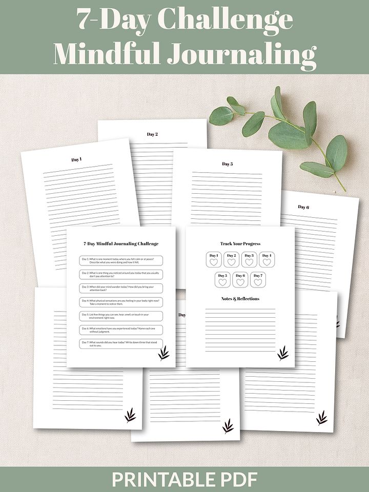 7-Day Mindful Journaling Challenge Printable product image (2)