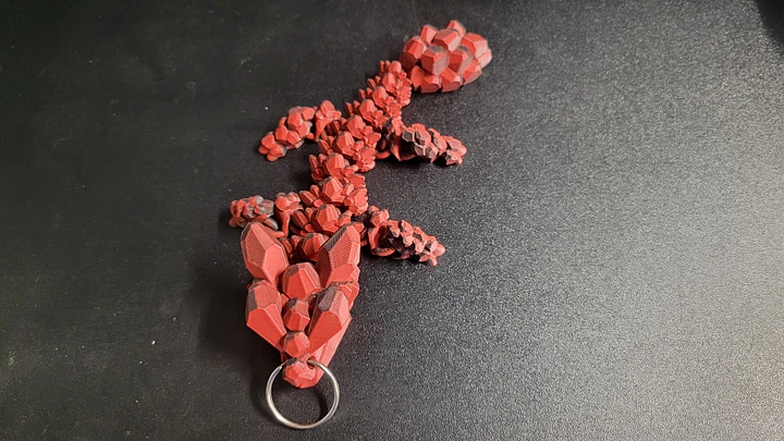 Articulated Rock Dragon Keychain - Matte Red/Black product image (2)