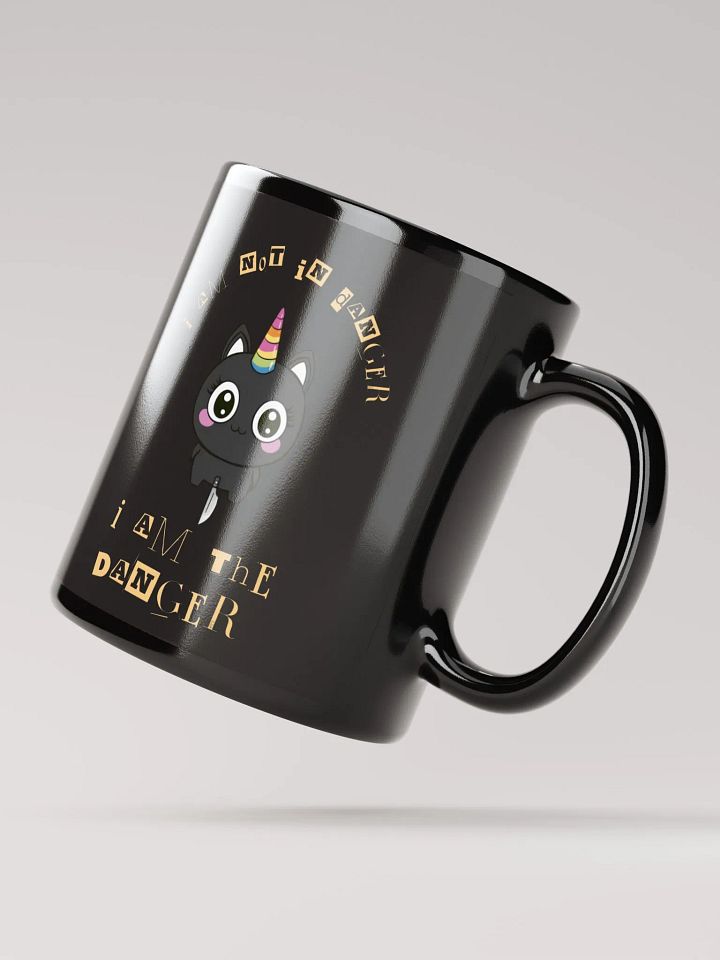 Dangerous Kitty Unicorn Glossy Black Mug product image (2)