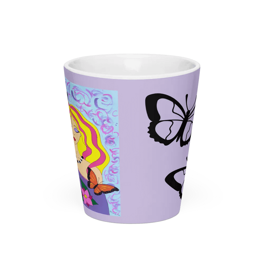 Butterfly spring woman (art by Dina R.) acrylic painting picture - Latte Mug product image (3)