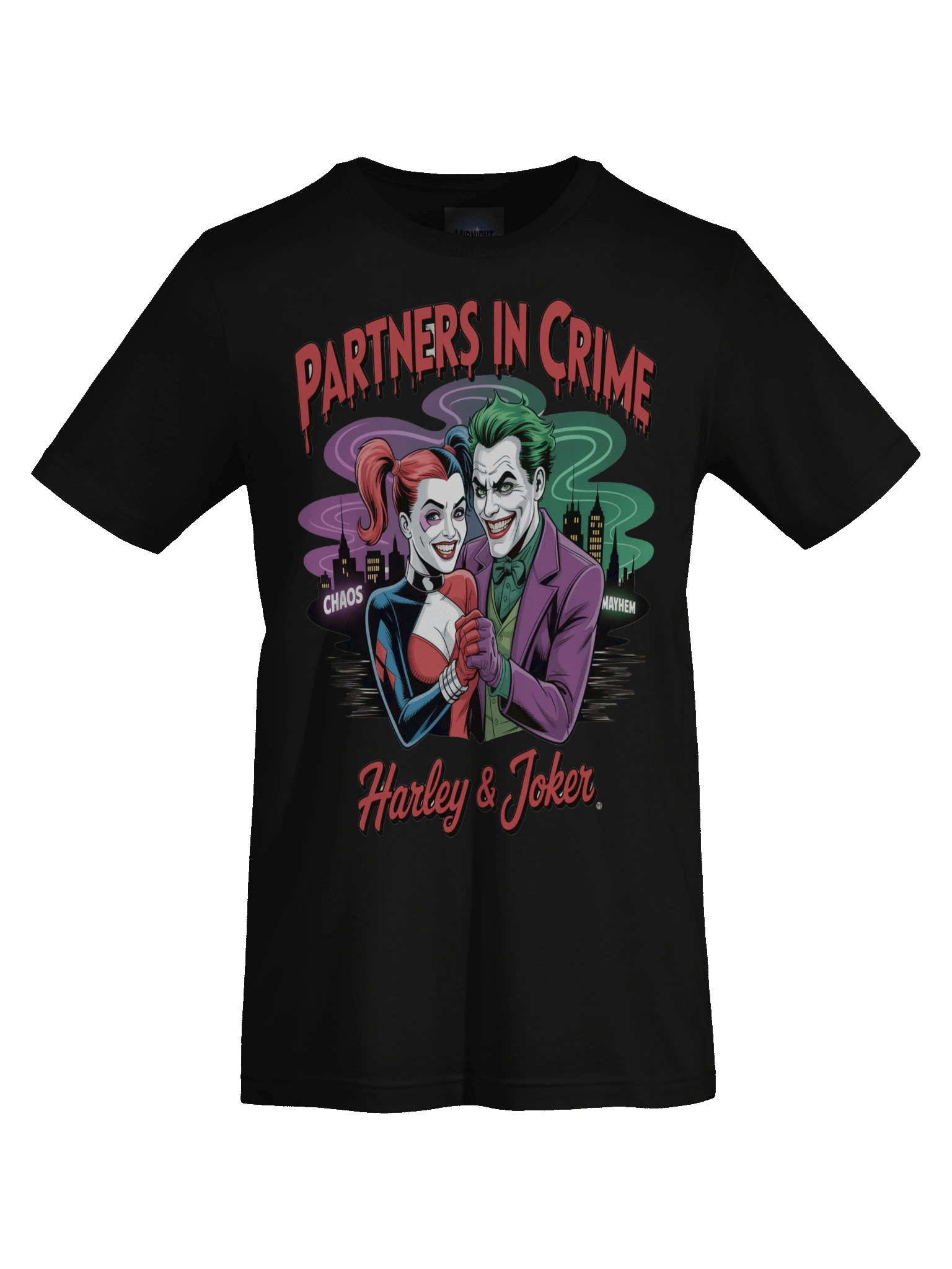Partners in Crime: Harley Quinn and Joker's Chaos Mayhem Graphic Tee product image (1)