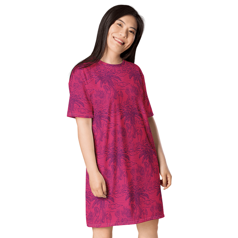 Flamingo Fancy Toile | Purple on Pink Tropical Toile | T-Shirt Dress | by Monique Faella Designs™ product image (4)