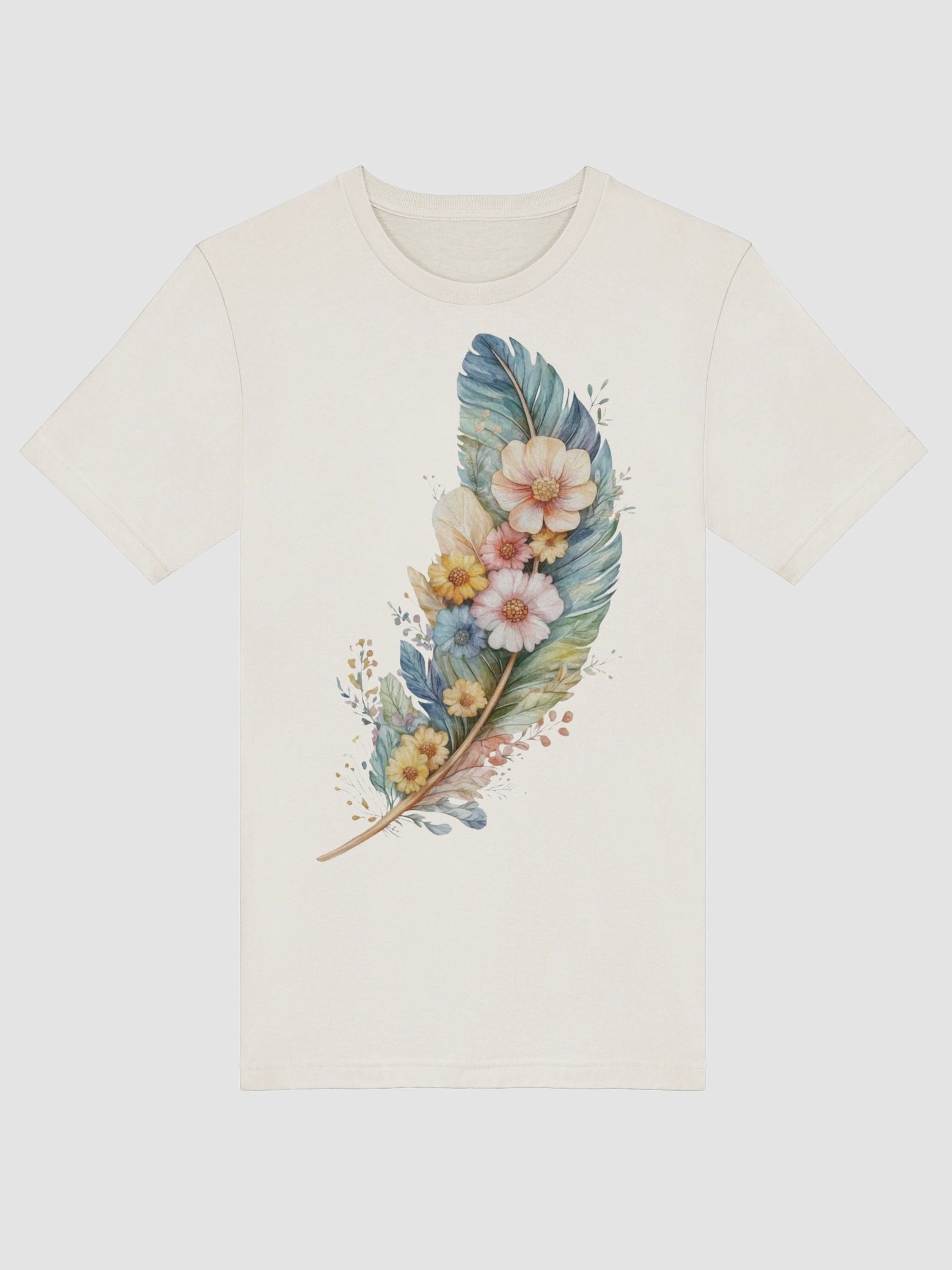 Feather and Floral Watercolor T-Shirt product image (3)