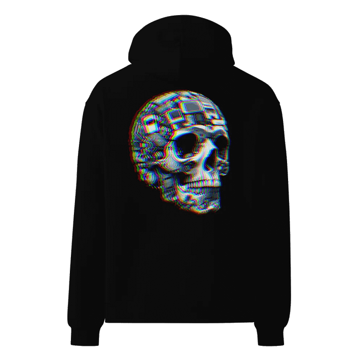 VACIO Techno Skull Glitch Premium Relaxed Fit Hoodie product image (5)