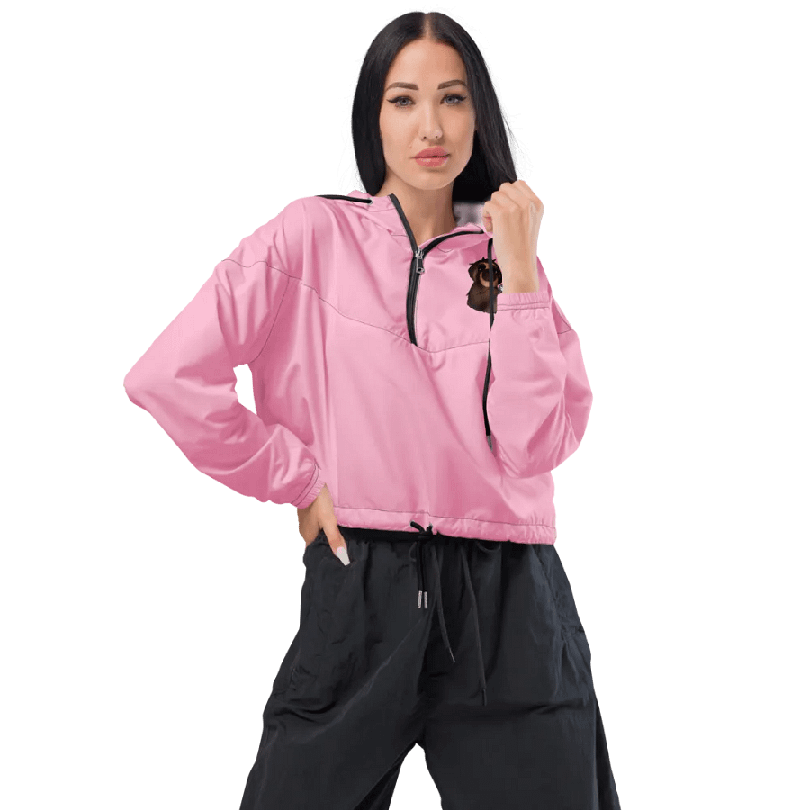 Sloth Serenity Cropped Cotton Candy Pink Windbreaker product image (7)