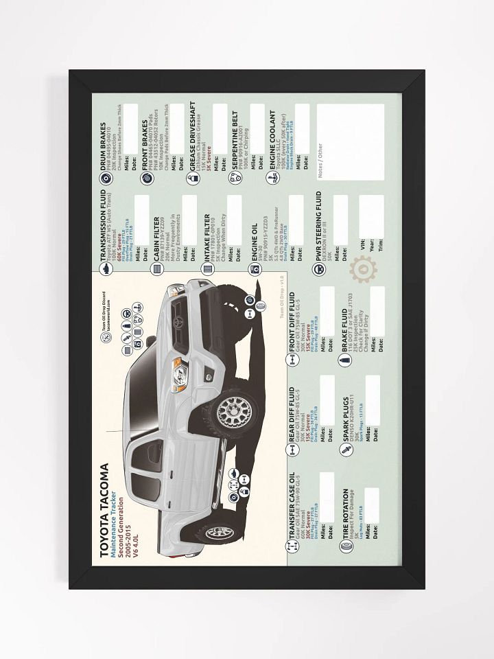 2nd GEN MAINTENANCE TRACKER V1.0 - White (FRAMED) product image (2)