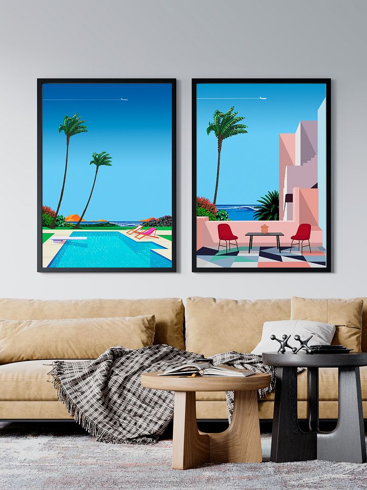 Texas, USA, pool, beach — City Pop art, retrowave/vaporwave poster, 80s, aesthetic poster product image (2)