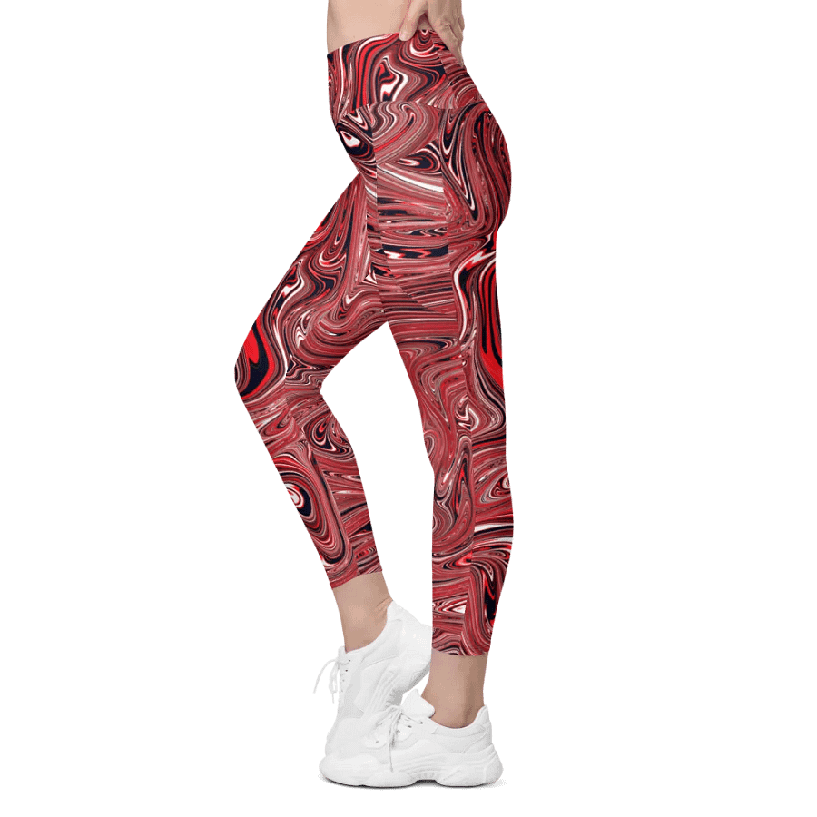 Leggings with Pockets - Brown, Black and White Fluid Swirls product image (5)
