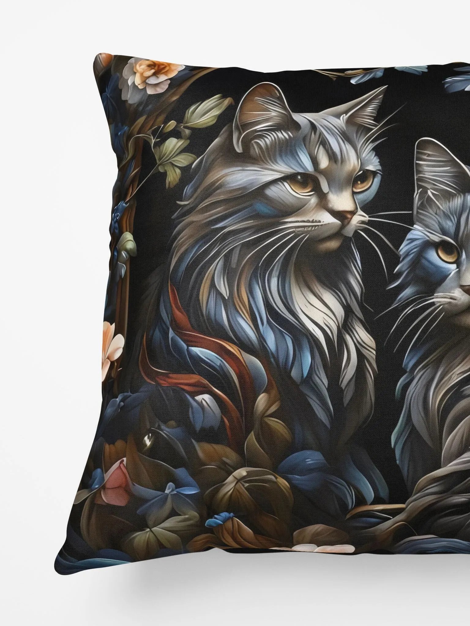 Regal Cats & Floral Art Pillow product image (5)