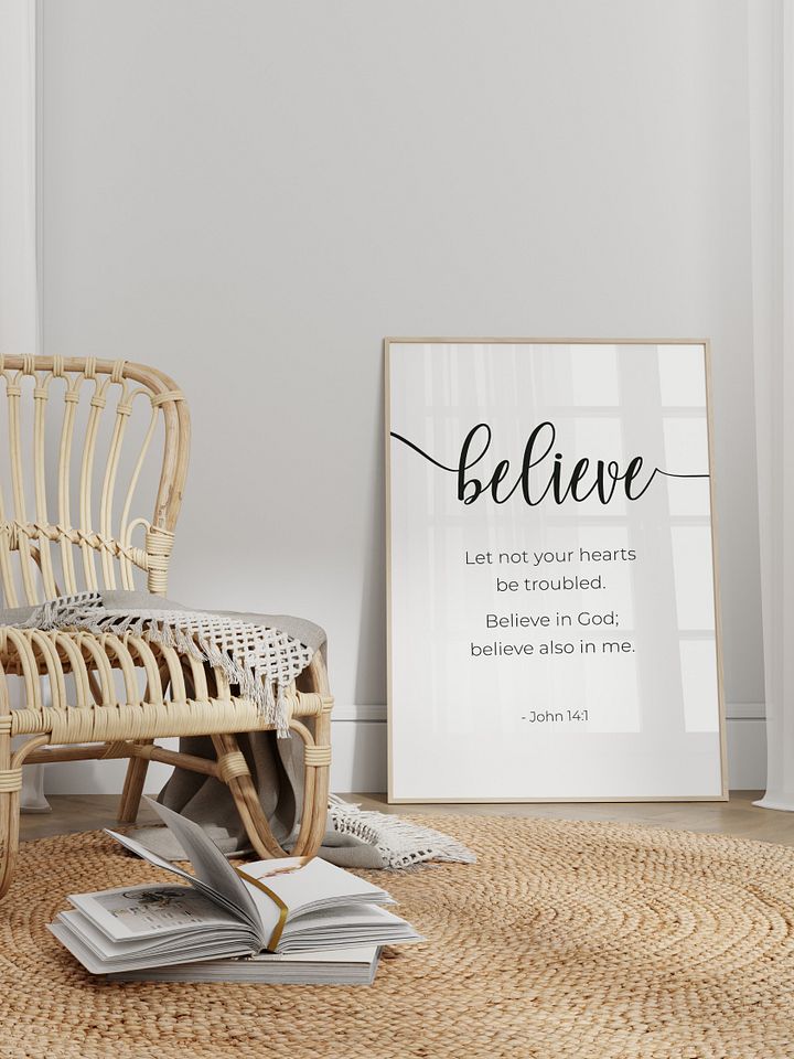 Christian Wall Art - John 14:1 'Believe In God' - Digital Download product image (2)