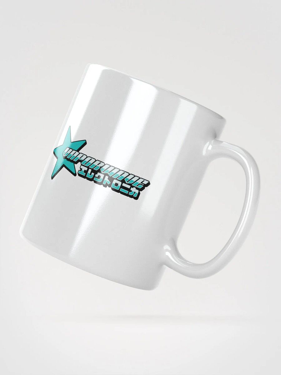 Retro Vaporwave Coffee Mug – Chrome Typography & Kanji product image (2)