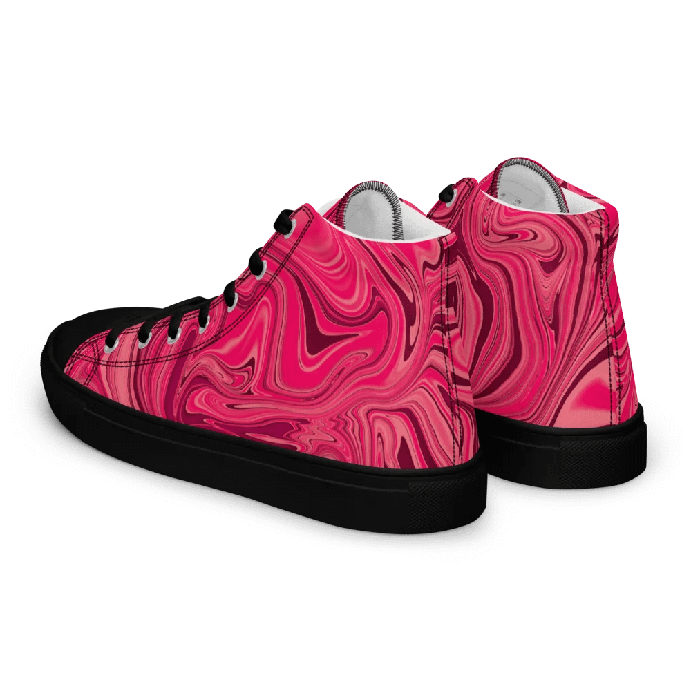 Men's High Top Canvas Shoes - Shades of Magenta Pink Digital Fluid Art product image (5)