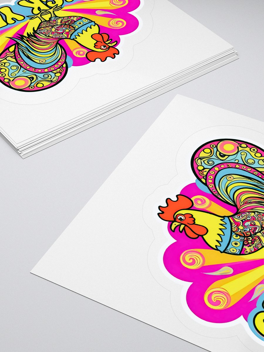 Psychedelic Rooster Kiss Cut Stickers product image (4)