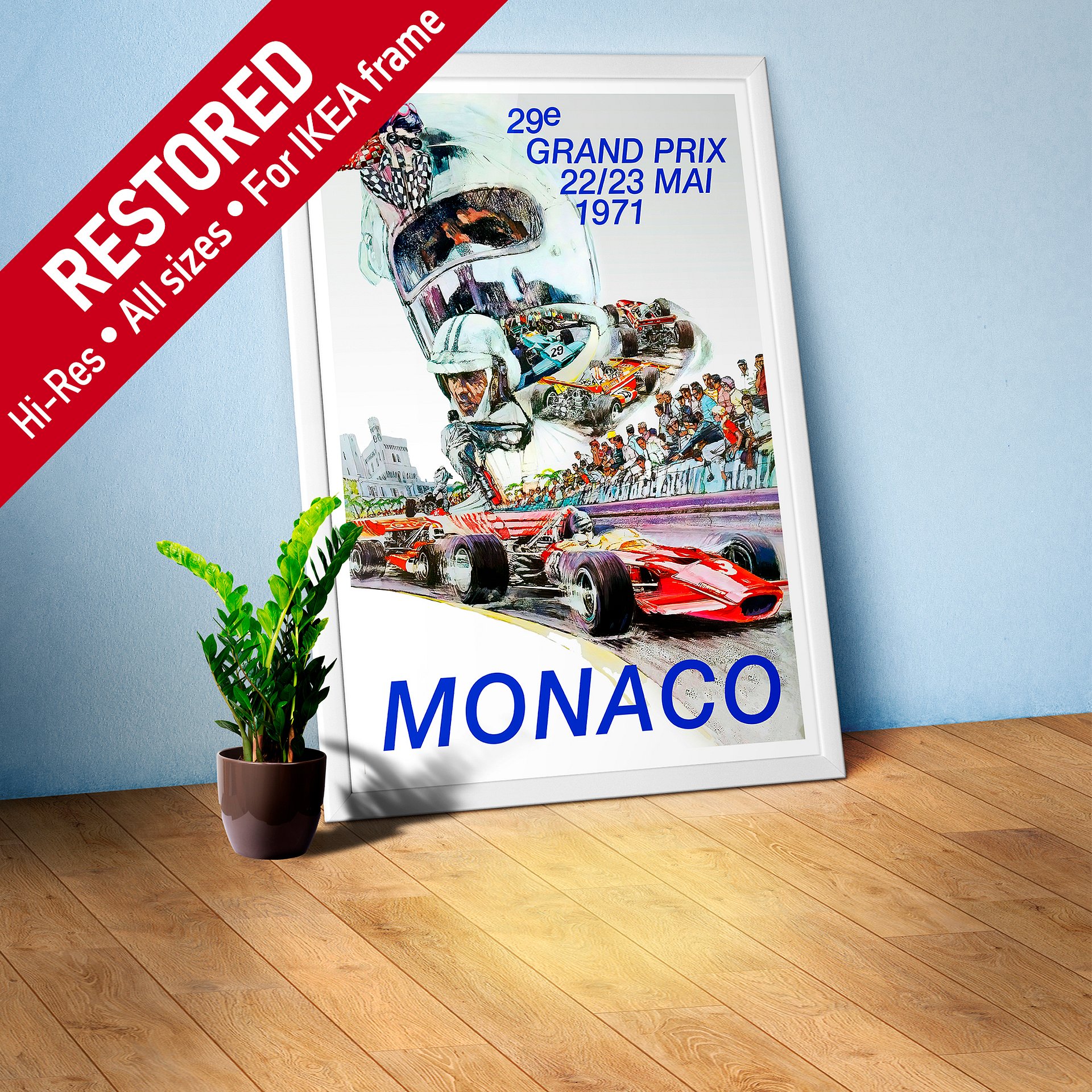 Monaco Vintage F1 Grand Prix, 1971 poster — Vintage Formula 1 poster, Monaco Grand Prix poster, retro travel poster product image (1)