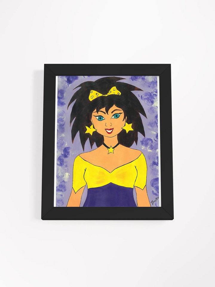 Girl with the stars (art by Dina R.) acrylic painting picture - Framed High-Quality Matte Poster (in) product image (3)