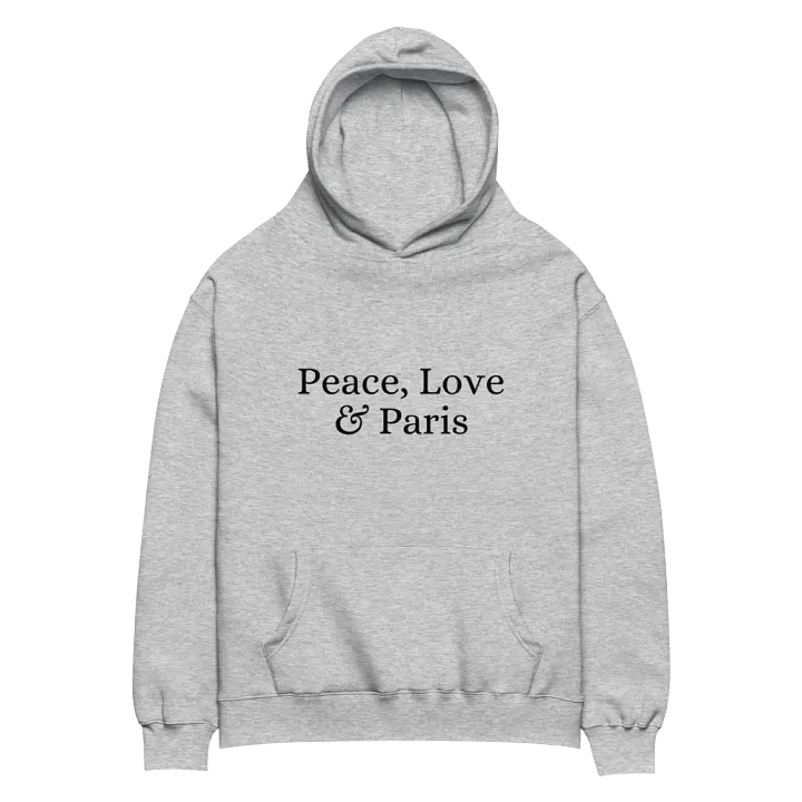 Peace, Love and Paris Unisex Oversized Hoodie | Black Ink product image (2)