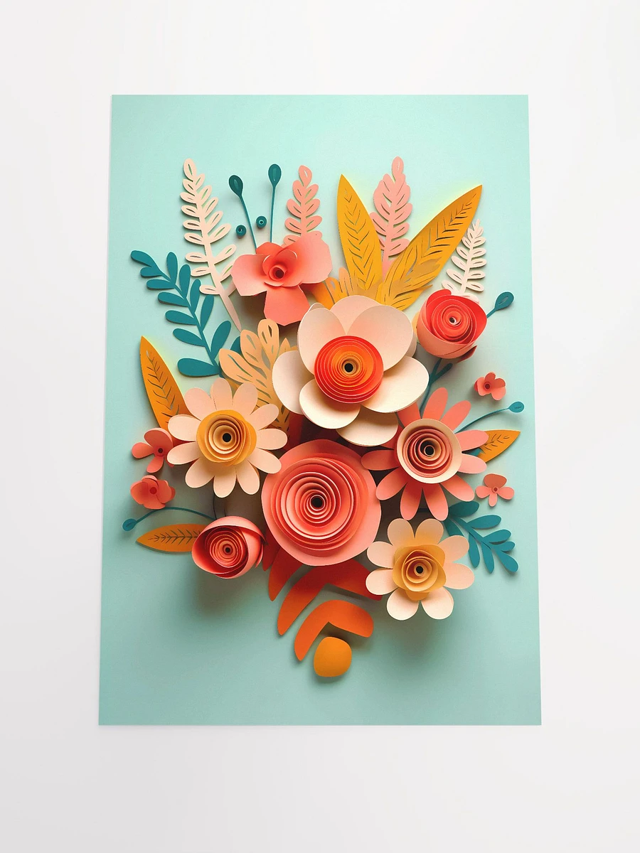 Autumnal Hues Paper Art Bouquet: Handcrafted Flower Wall Art Matte Poster product image (3)