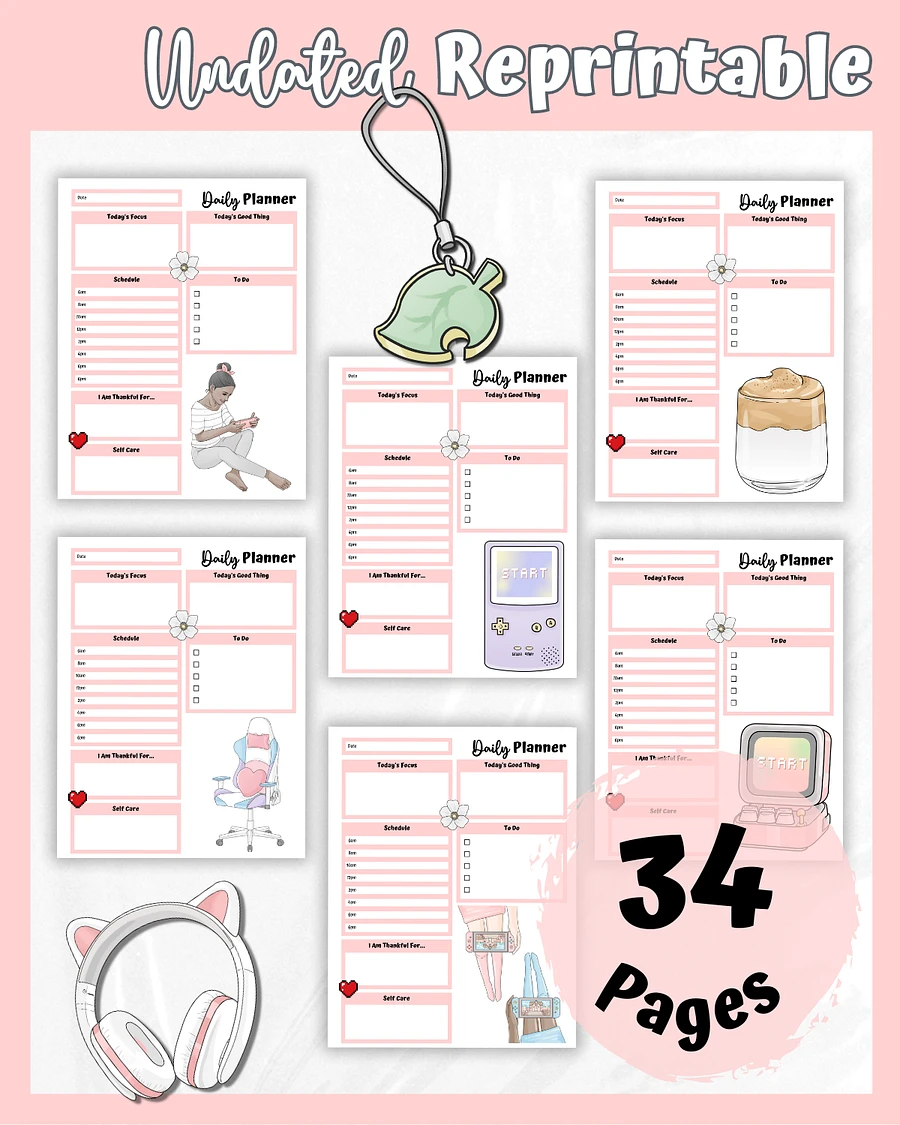 Pink Printable Planner - Gamer Themed product image (3)
