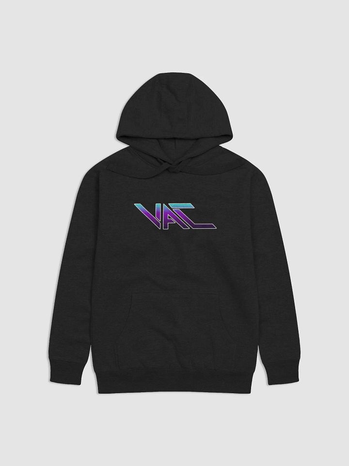 BLACK COTTON HOODIE (BLUE/PURPLE VAC LOGO) product image (1)