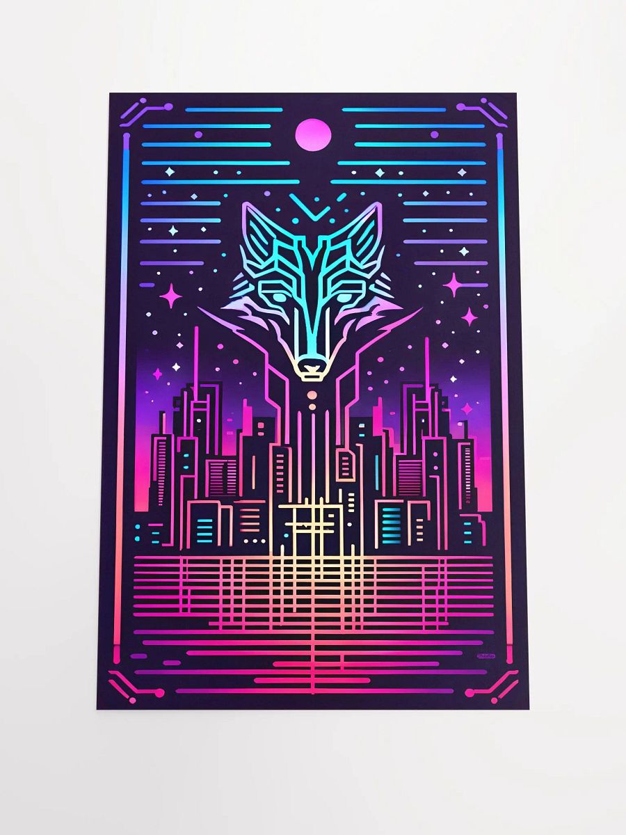 Neon Futuristic Fox Cityscape Art Poster product image (3)