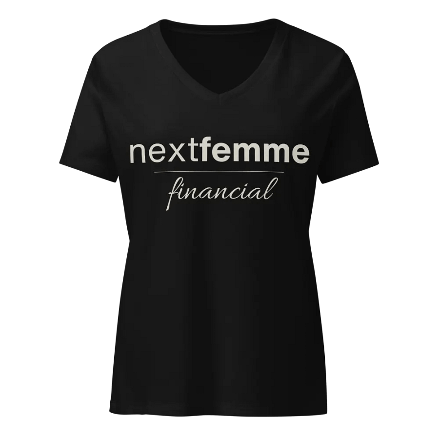 Relaxed V-Neck Tee with Light Beige Logotype product image (1)