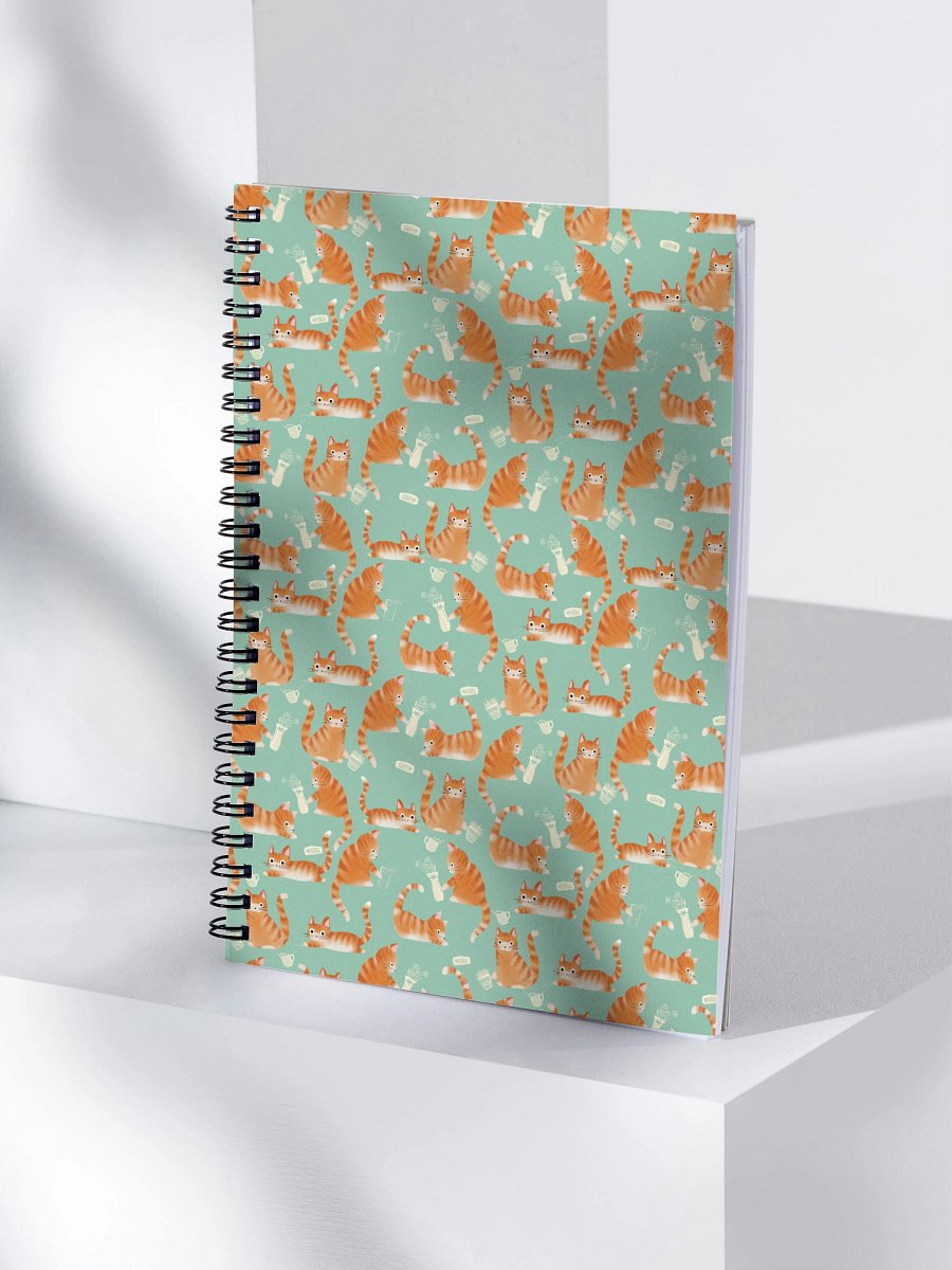 Bad Orange Tabby Cats Knocking Stuff Over Pattern Notebook, Orange product image (4)