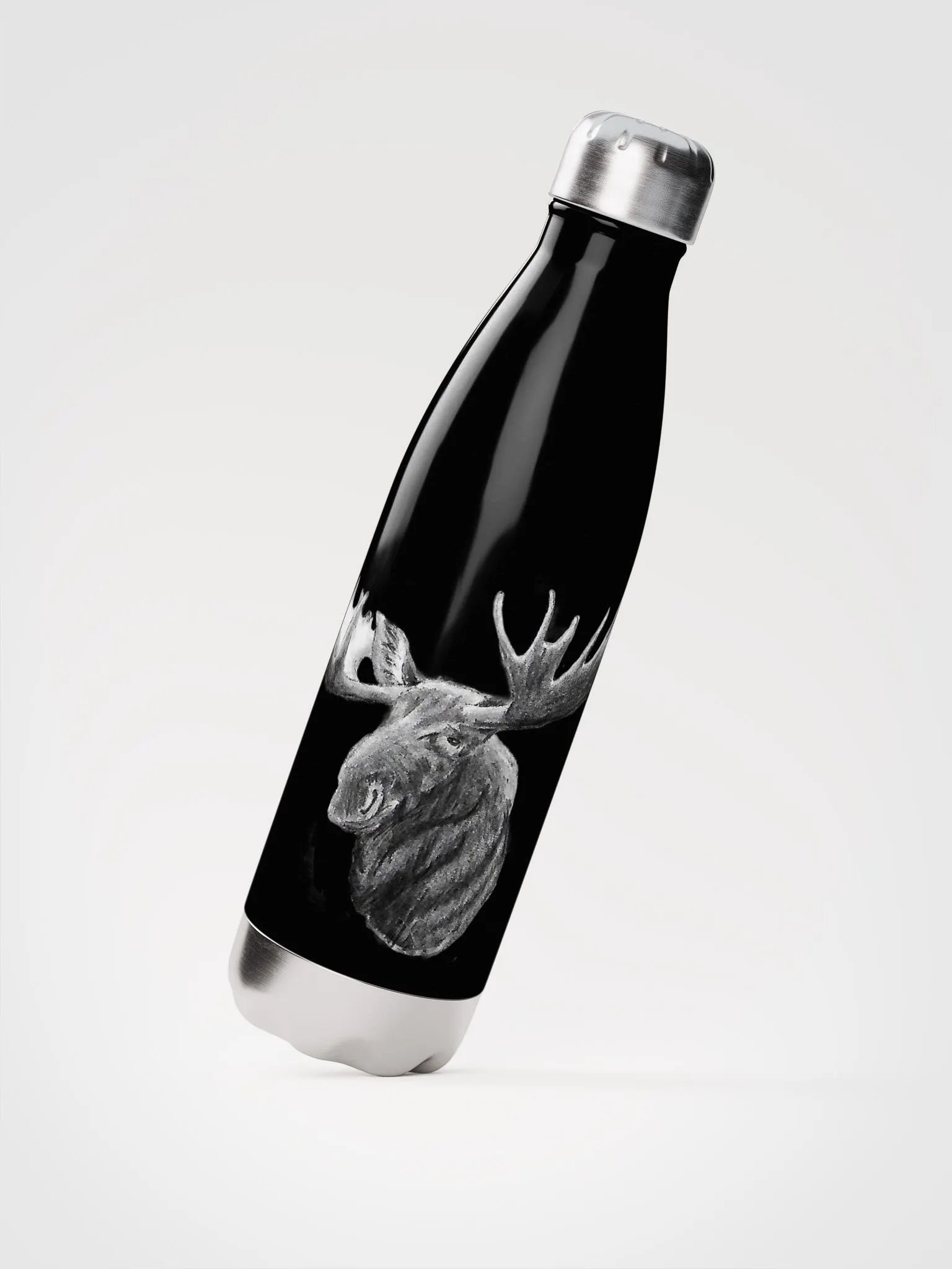 Moose Drawing Water Bottle product image (3)