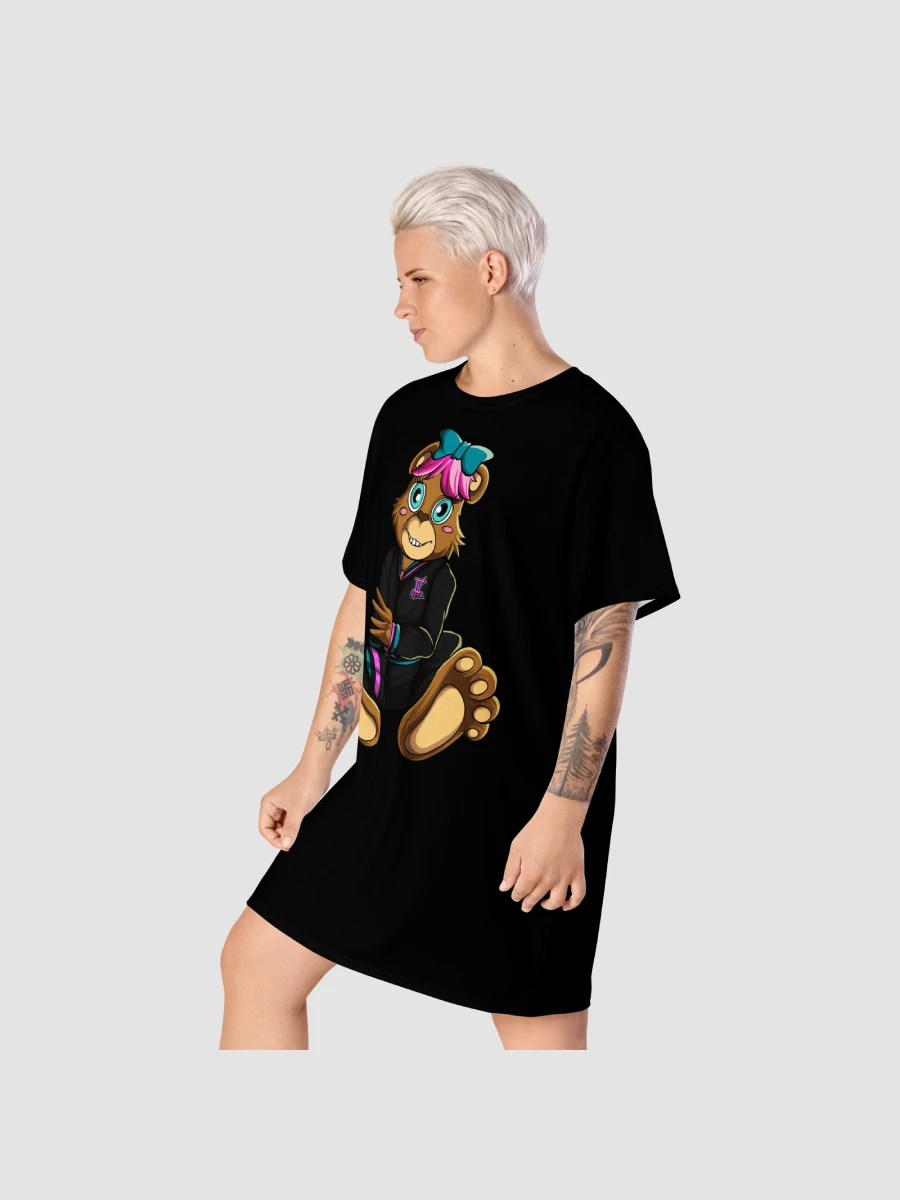Sitting Girl Bear Black All-Over Print T-Shirt Dress product image (2)
