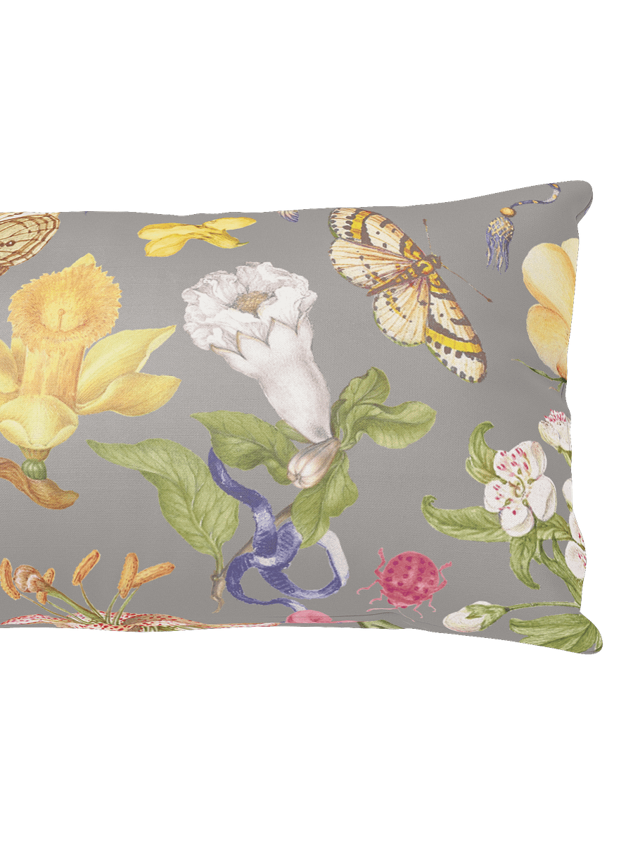Vintage-Inspired Floral & Butterfly All-Over Print Pillow – Gray product image (6)