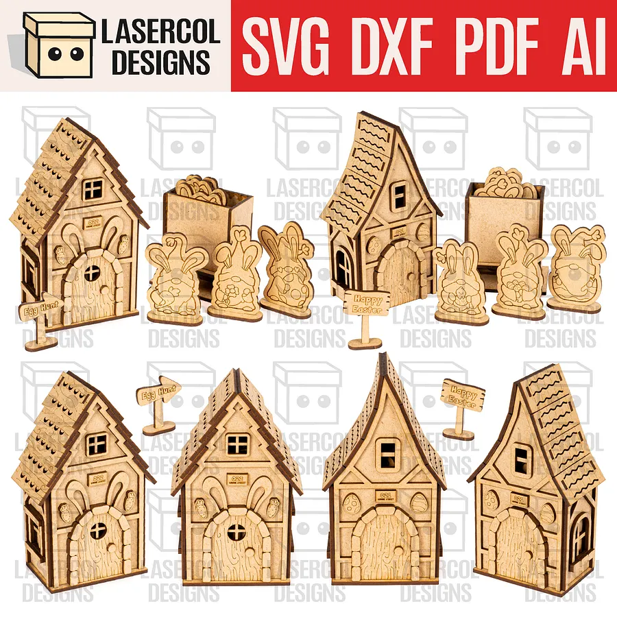 Easter Gnomes Houses Bundle - Laser Cut Files product image (1)