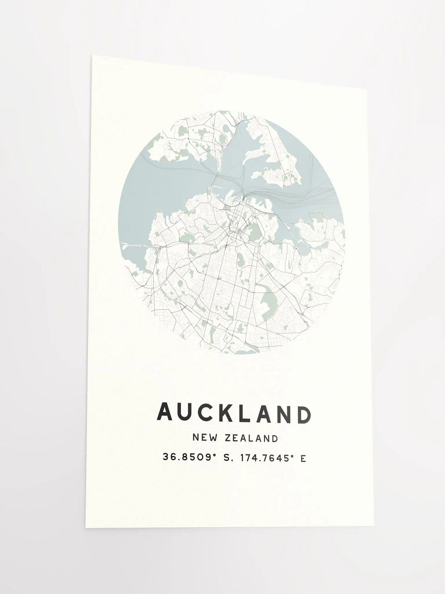 Auckland Street Map Poster – Beige Minimalist Circular City Art product image (5)