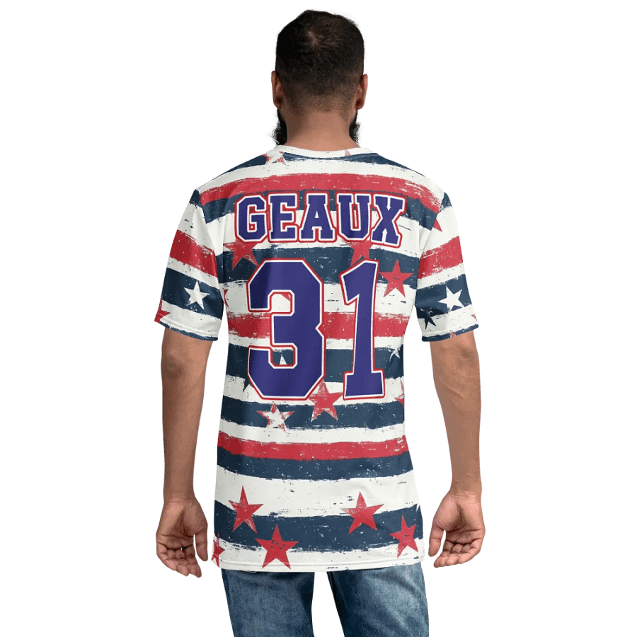 Geaux 31 (On Back) - Vintage Stars & Stripes Pattern Tee product image (7)