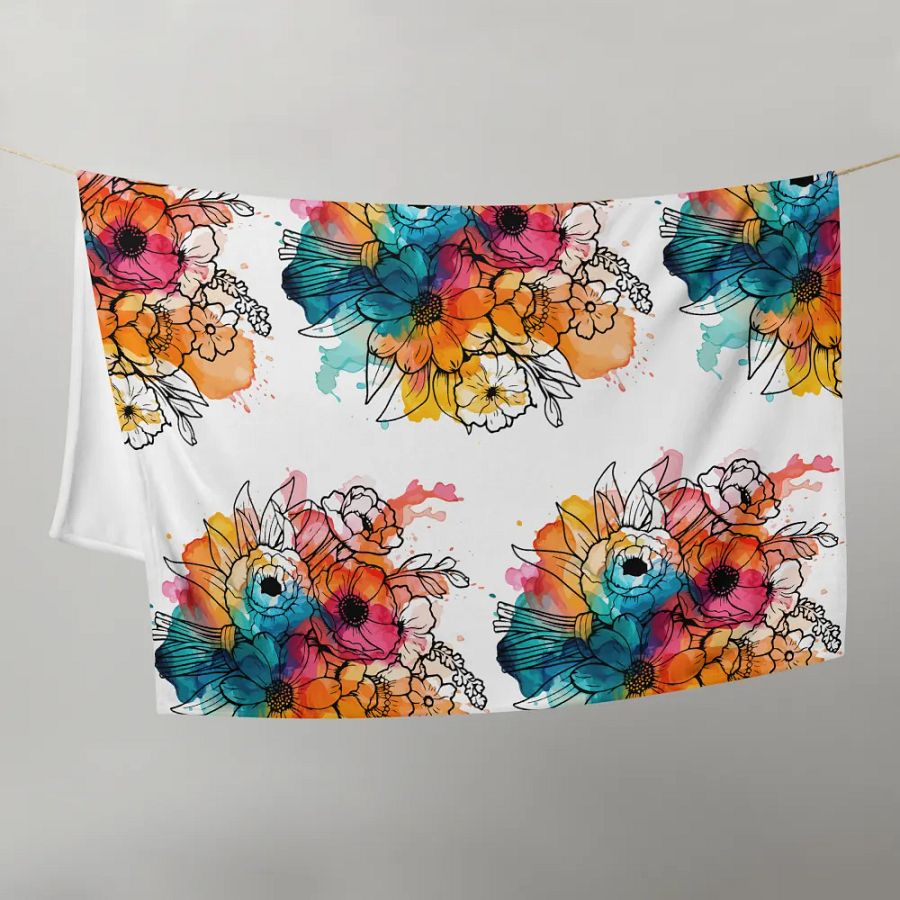 Ink Splatter Floral Bliss Throw Blanket product image (10)