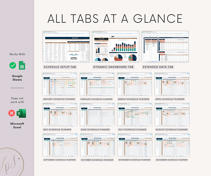 Employee Schedule Template & Dashboard Spreadsheet, Google Sheets Template, Employee Monthly Work Shift Schedule, 2024/2025 Updated Version product image (9)