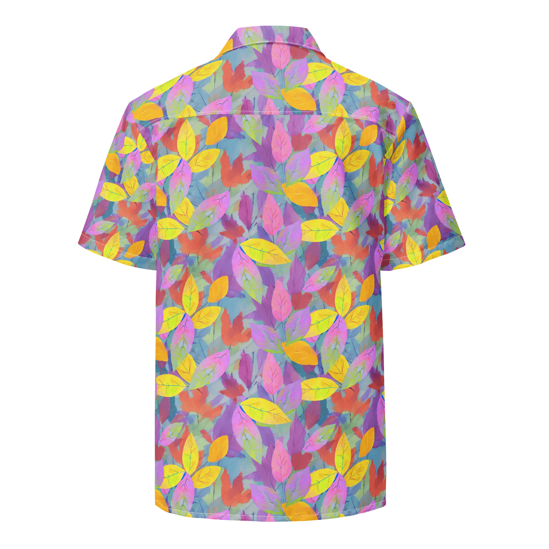 Yellow Pink Leaves Hawaiian Shirt product image (2)