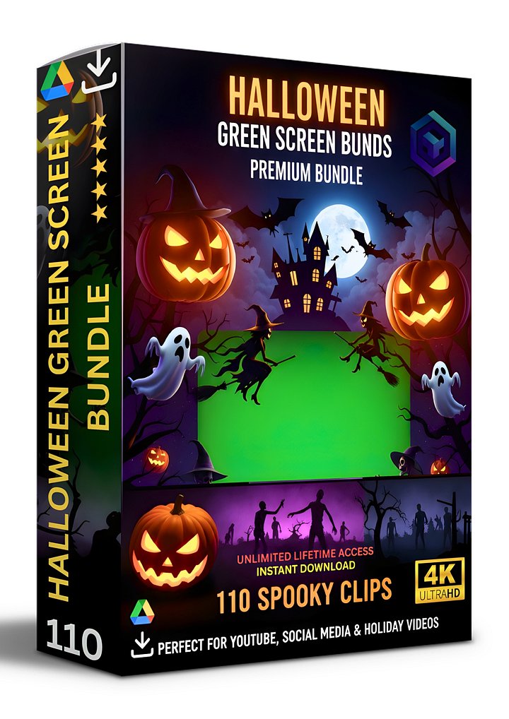 110 SPOOKY HALLOWEEN GREEN SCREEN CLIPS BUNDLE FOR FESTIVE VIDEO EDITING product image (1)