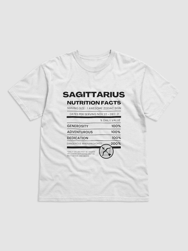 Sagittarius Nutrition Facts T-Shirt (Black Writing) product image (13)
